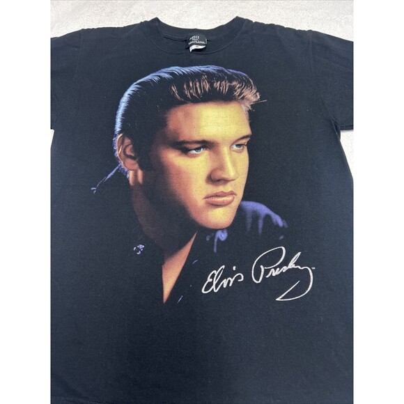 Vintage Y2K Elvis Presley Direct From Graceland Black T-shirt Size Medium - Picture 2 of 7